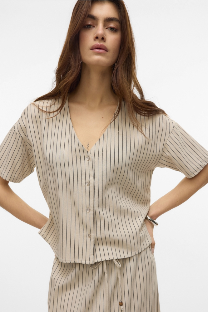 VMMYMILO 2/4 V-NECK SHIRT WVN GA 10279696 SILVER LINING